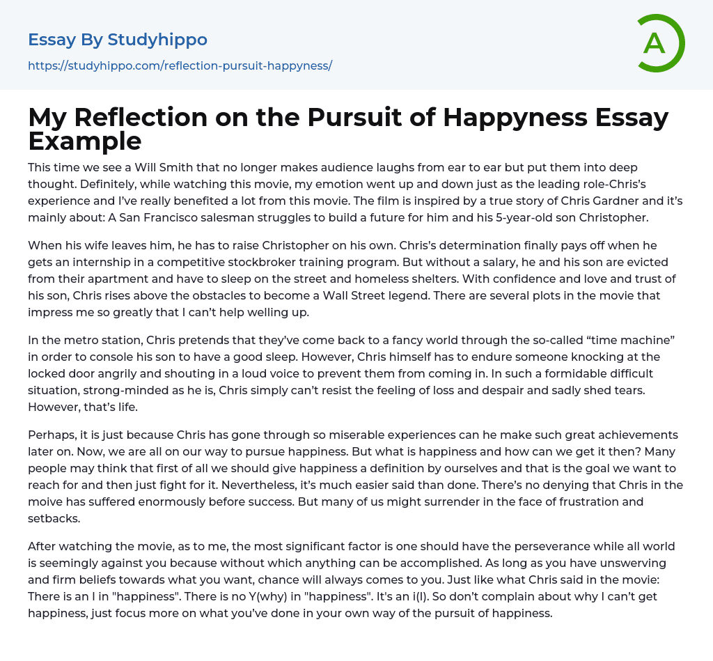 pursuit of happyness analysis essay