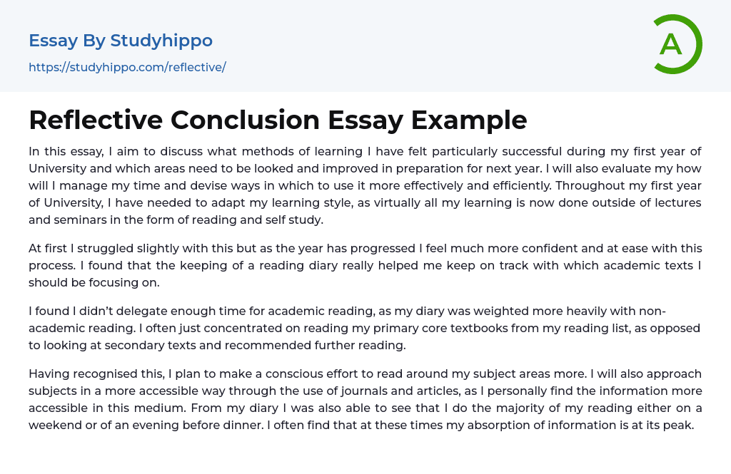 Reflective Conclusion Essay Example