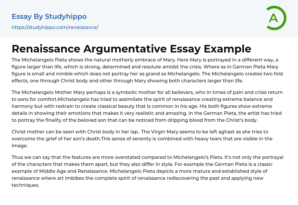 Renaissance Argumentative Essay Example
