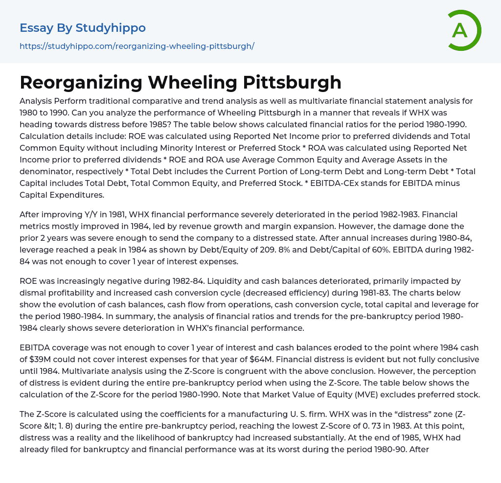 Reorganizing Wheeling Pittsburgh Essay Example