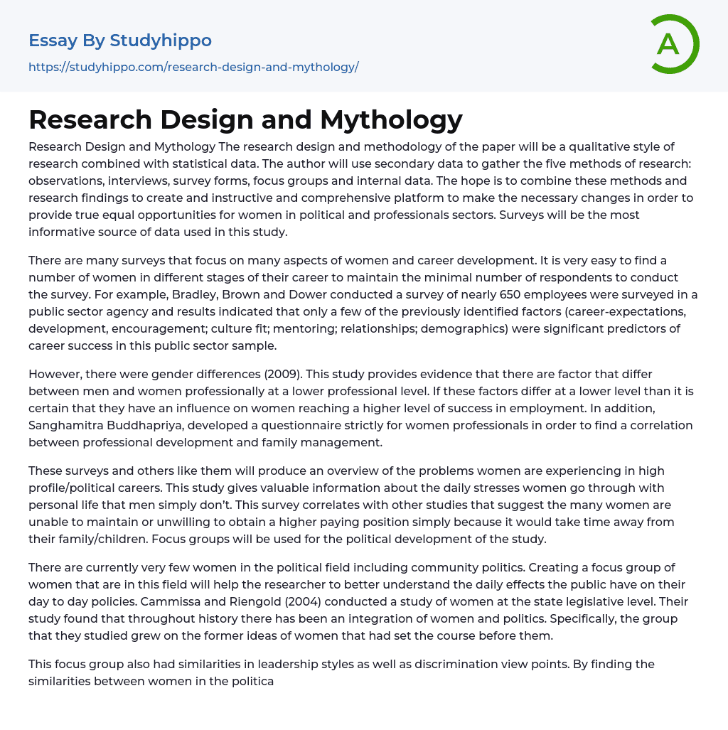 Research Design and Mythology Essay Example