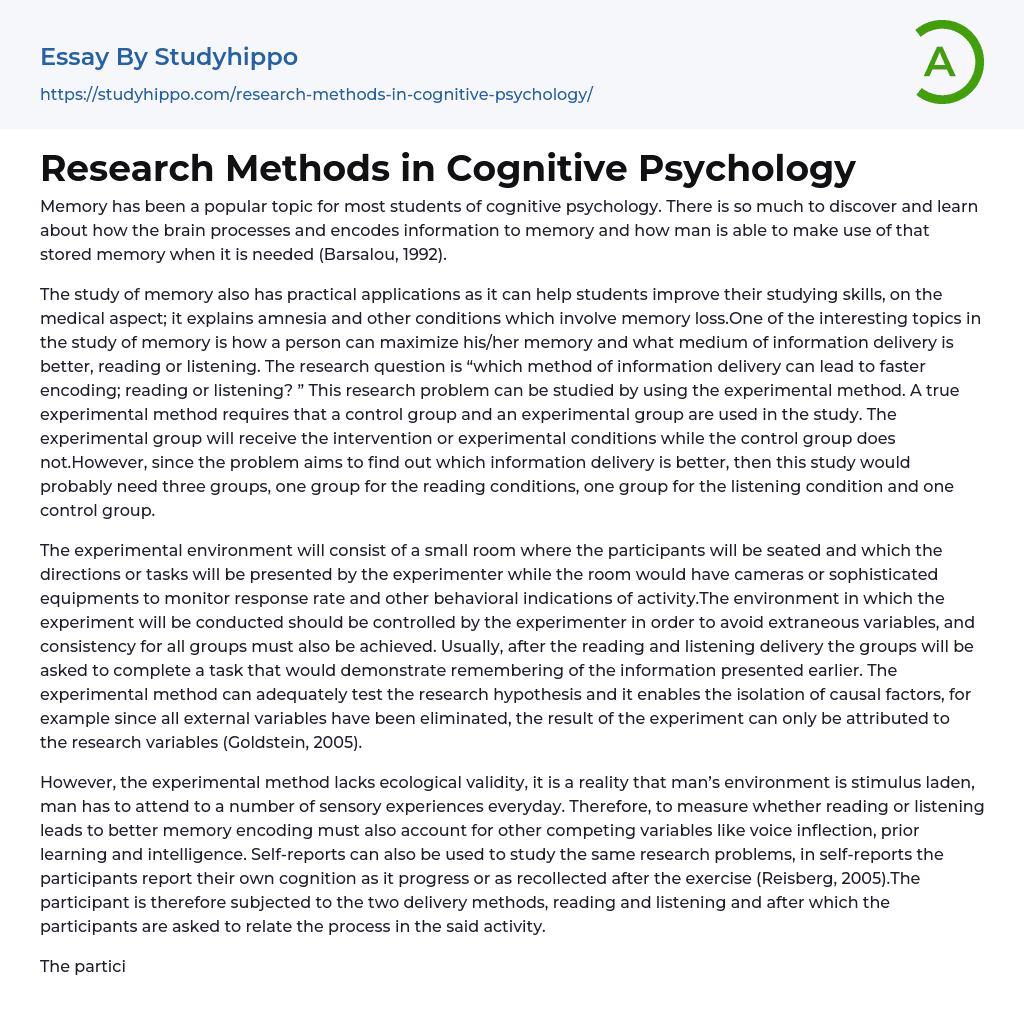 cognitive skills research paper