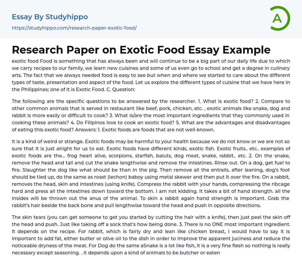 fast food research paper example