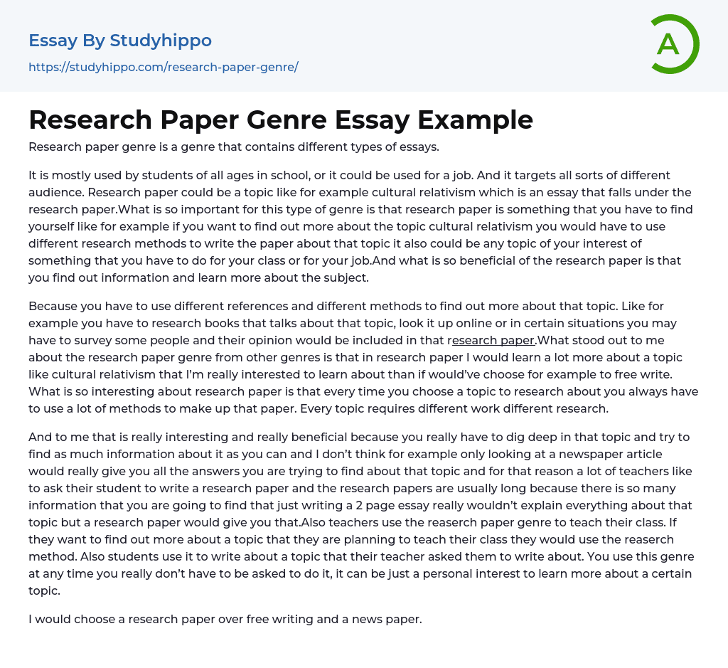 genre studies research paper