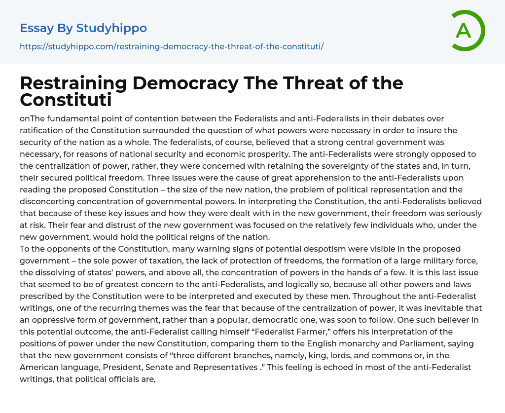 Restraining Democracy The Threat of the Constituti