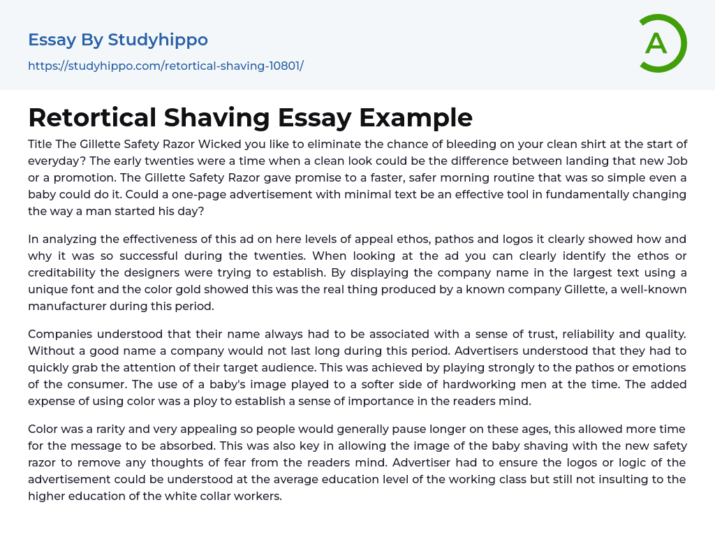 Retortical Shaving Essay Example