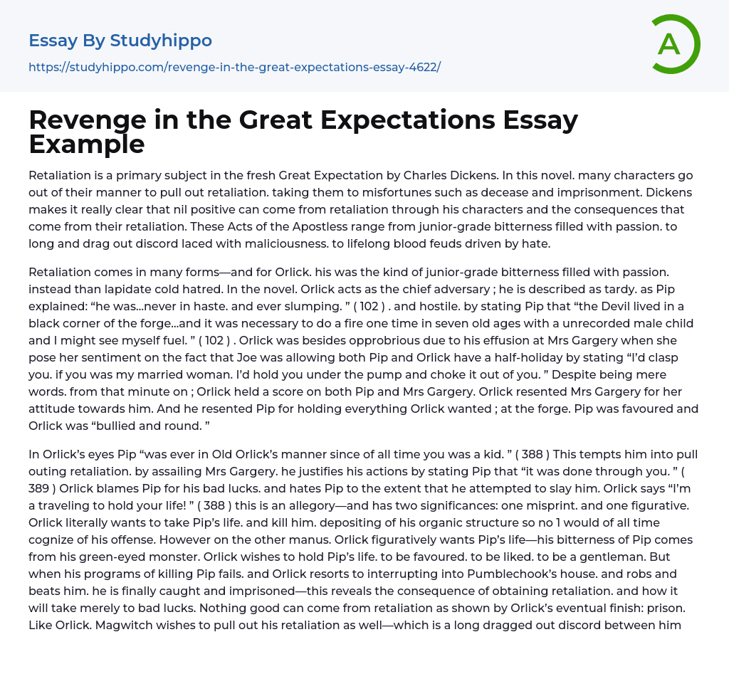 Revenge in the Great Expectations Essay Example