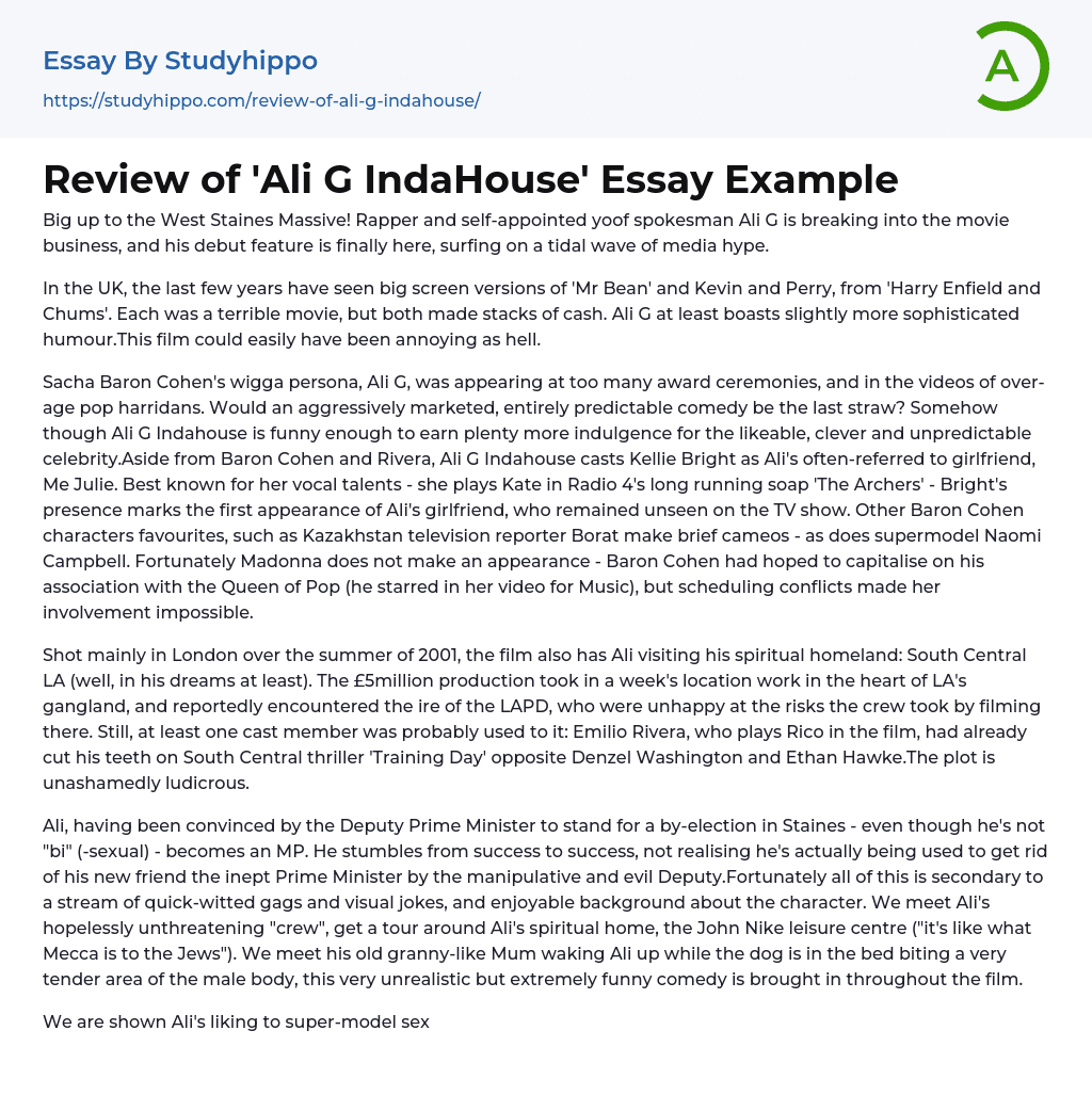 Review of ‘Ali G IndaHouse’ Essay Example