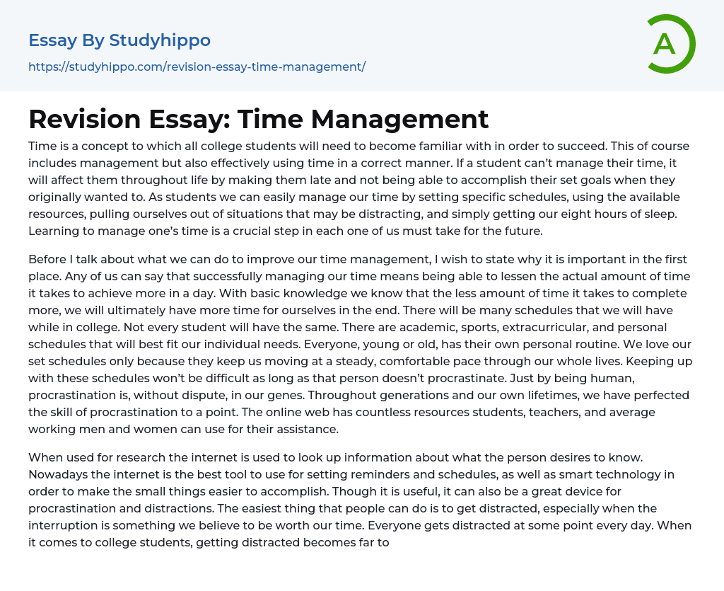 Revision Essay: Time Management