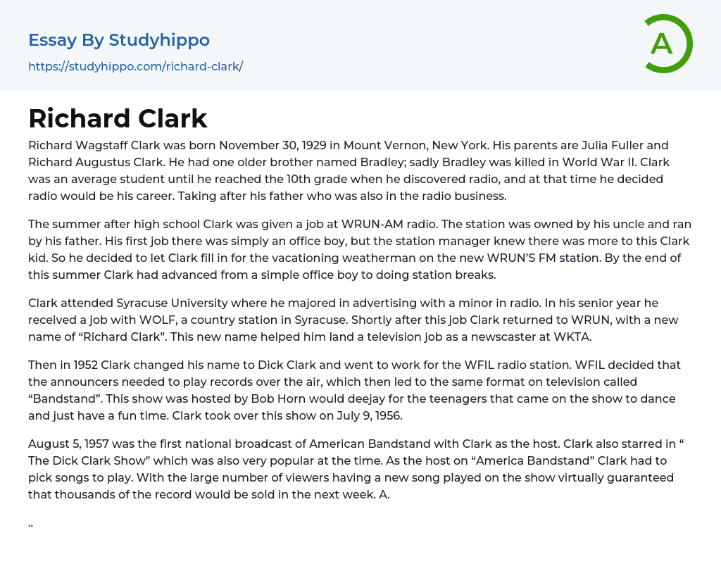 Richard Clark Essay Example