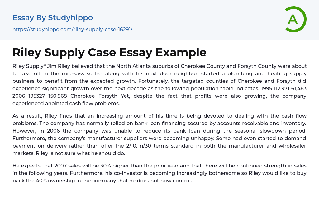 Riley Supply Case Essay Example