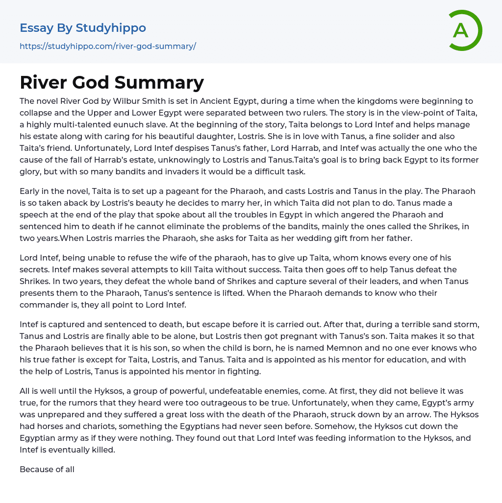 River God Summary Essay Example