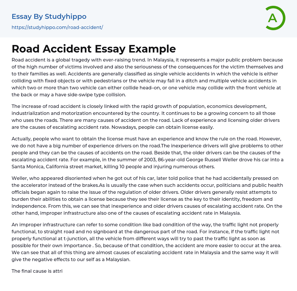 essay on a road accident 200 words