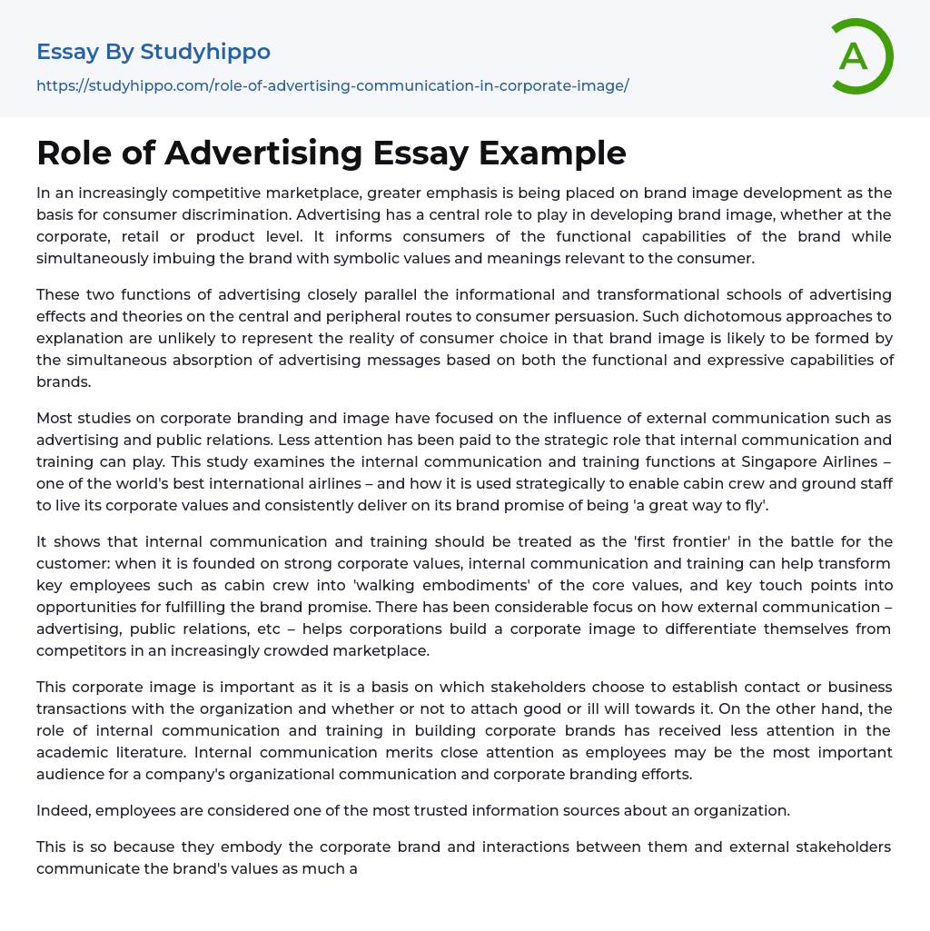 title for essay about advertising