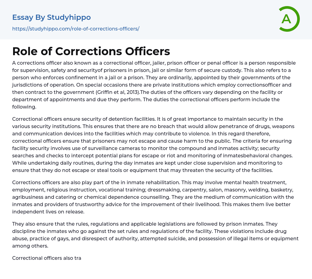 essays on correctional officers
