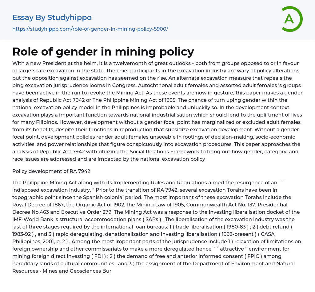 Role of gender in mining policy