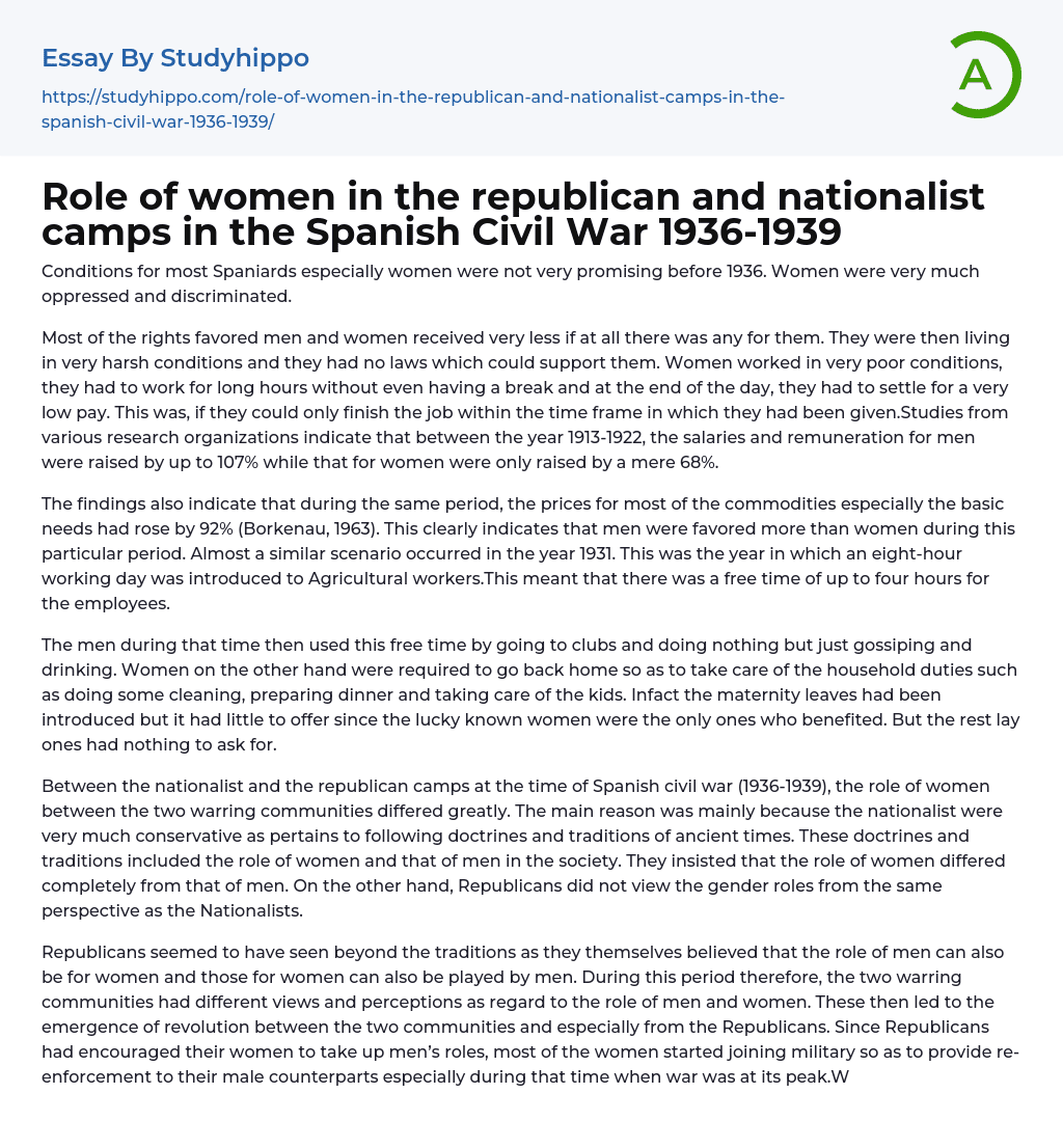 Oppression and Discrimination of Women in Spain Before 1936