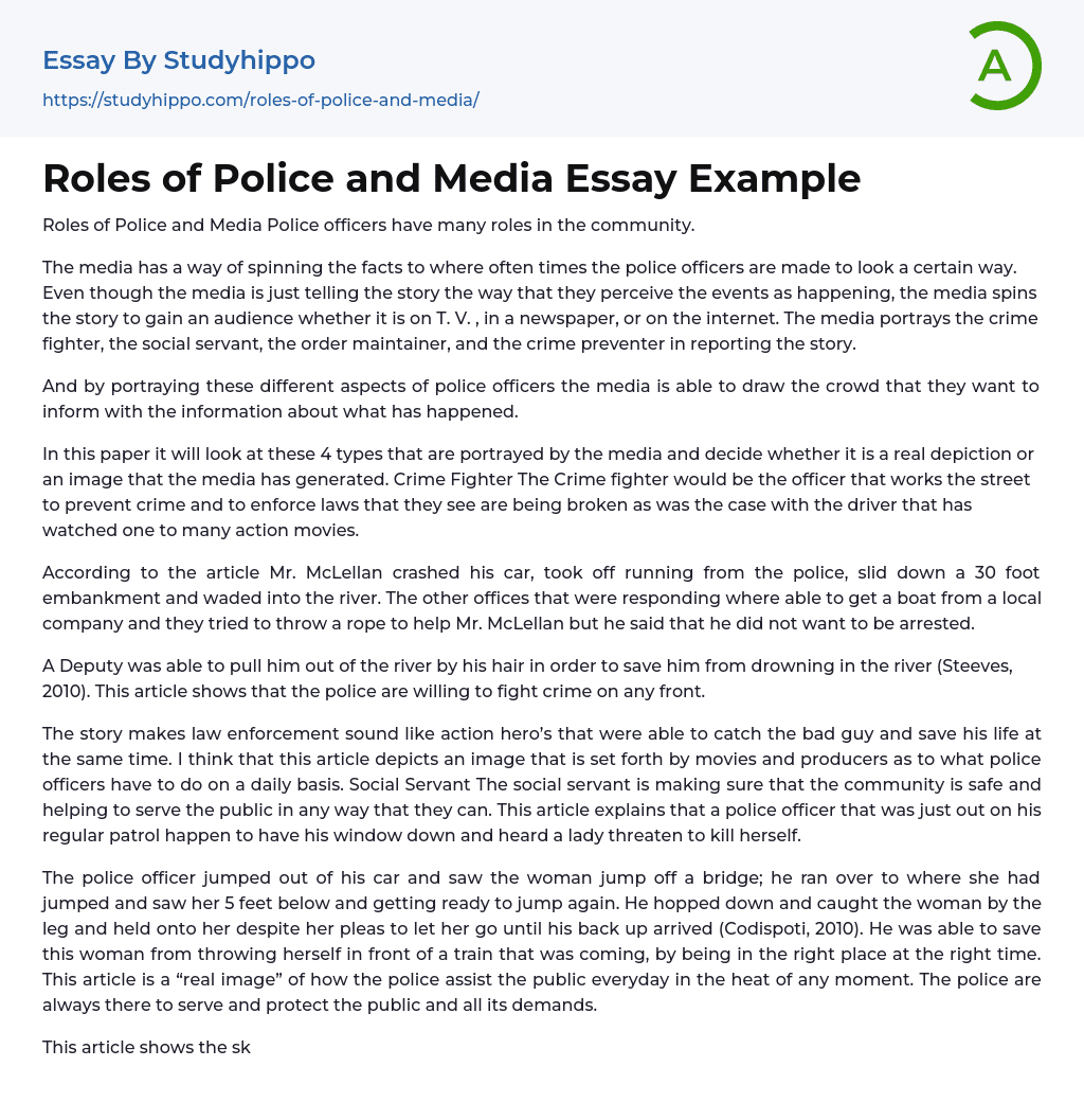 Roles of Police and Media Essay Example