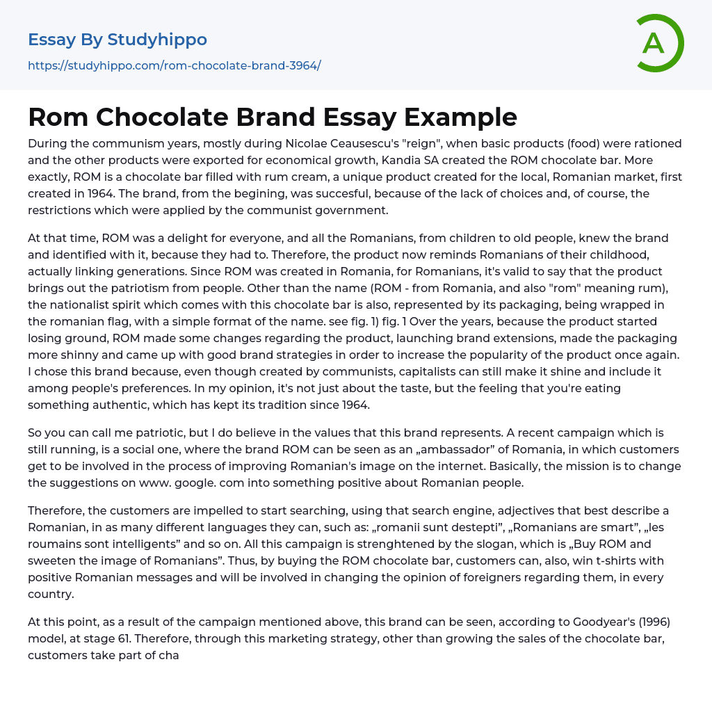 Rom Chocolate Brand Essay Example
