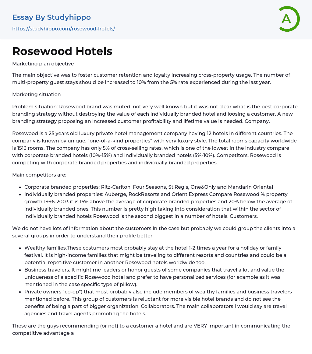 Rosewood Hotels Essay Example