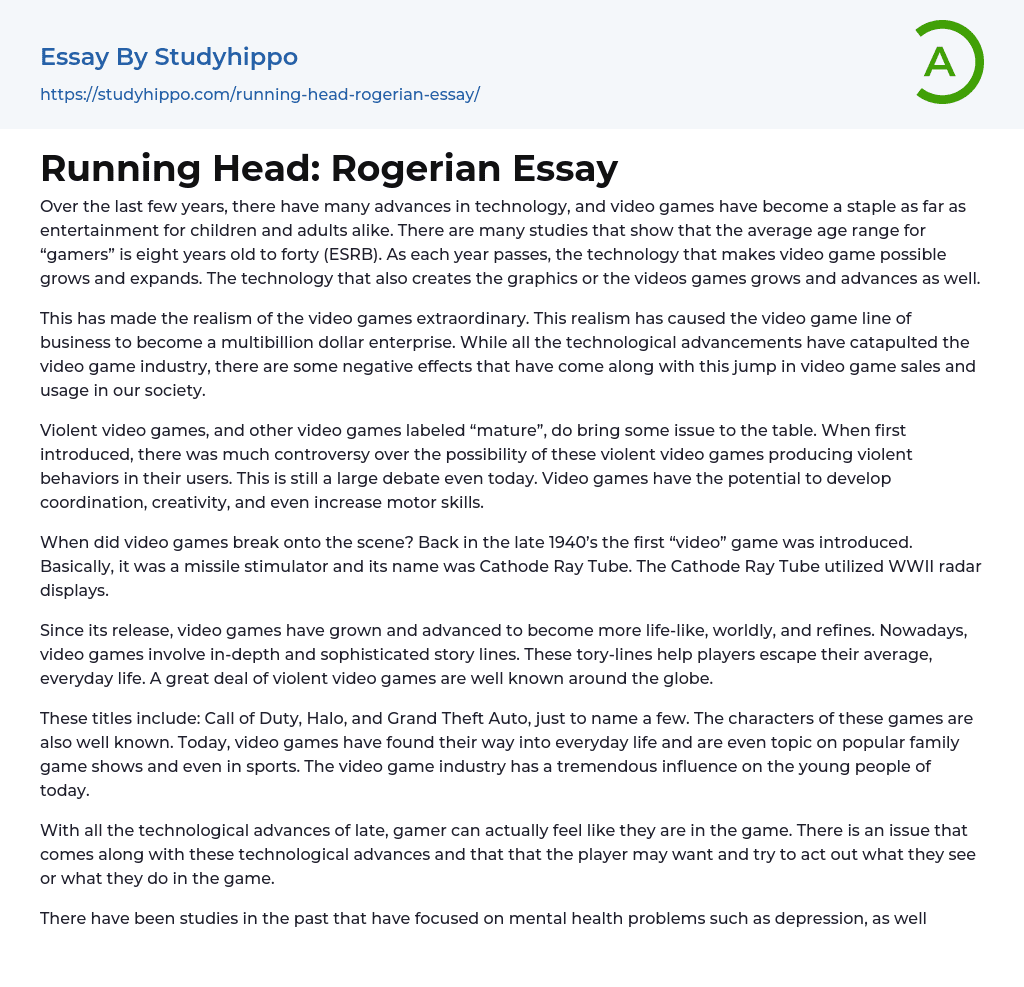 Running Head: Rogerian Essay