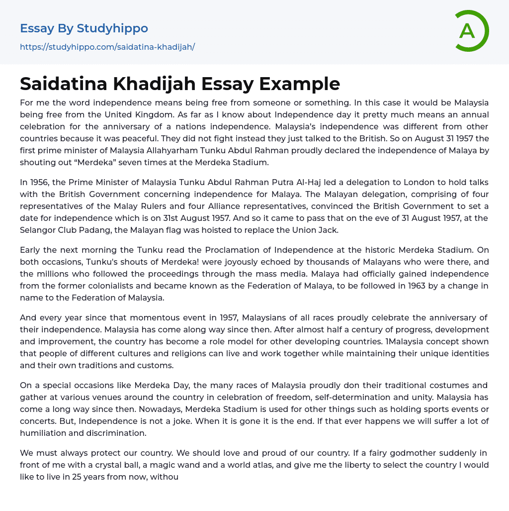 Saidatina Khadijah Essay Example