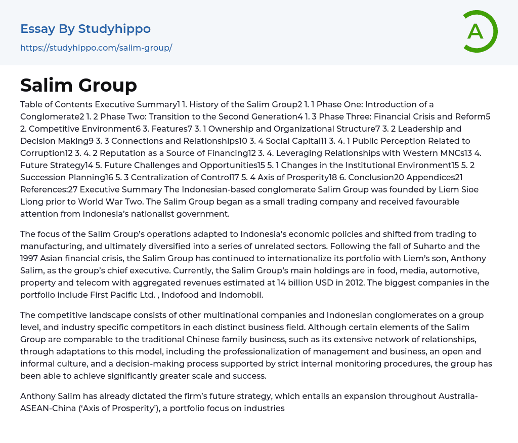 Salim Group Essay Example