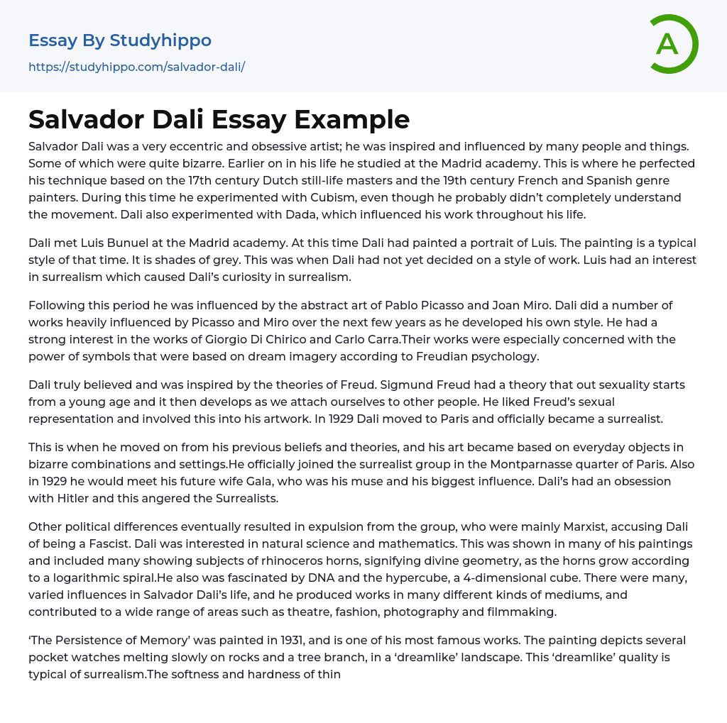 Salvador Dali Essay Example