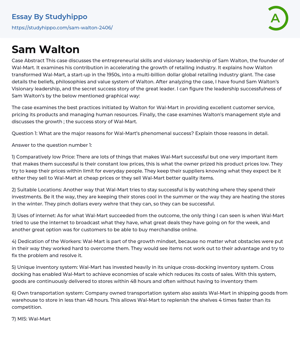 Sam Walton Essay Example