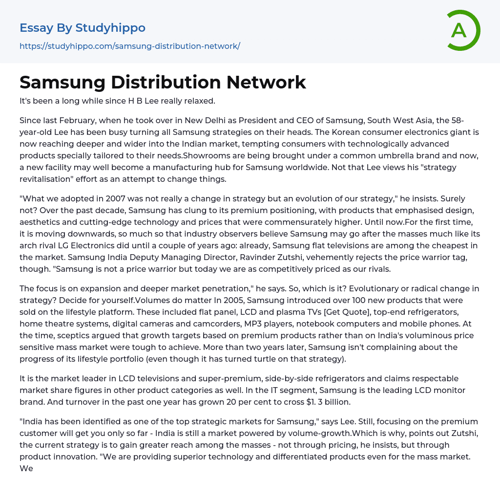 Samsung Distribution Network Essay Example