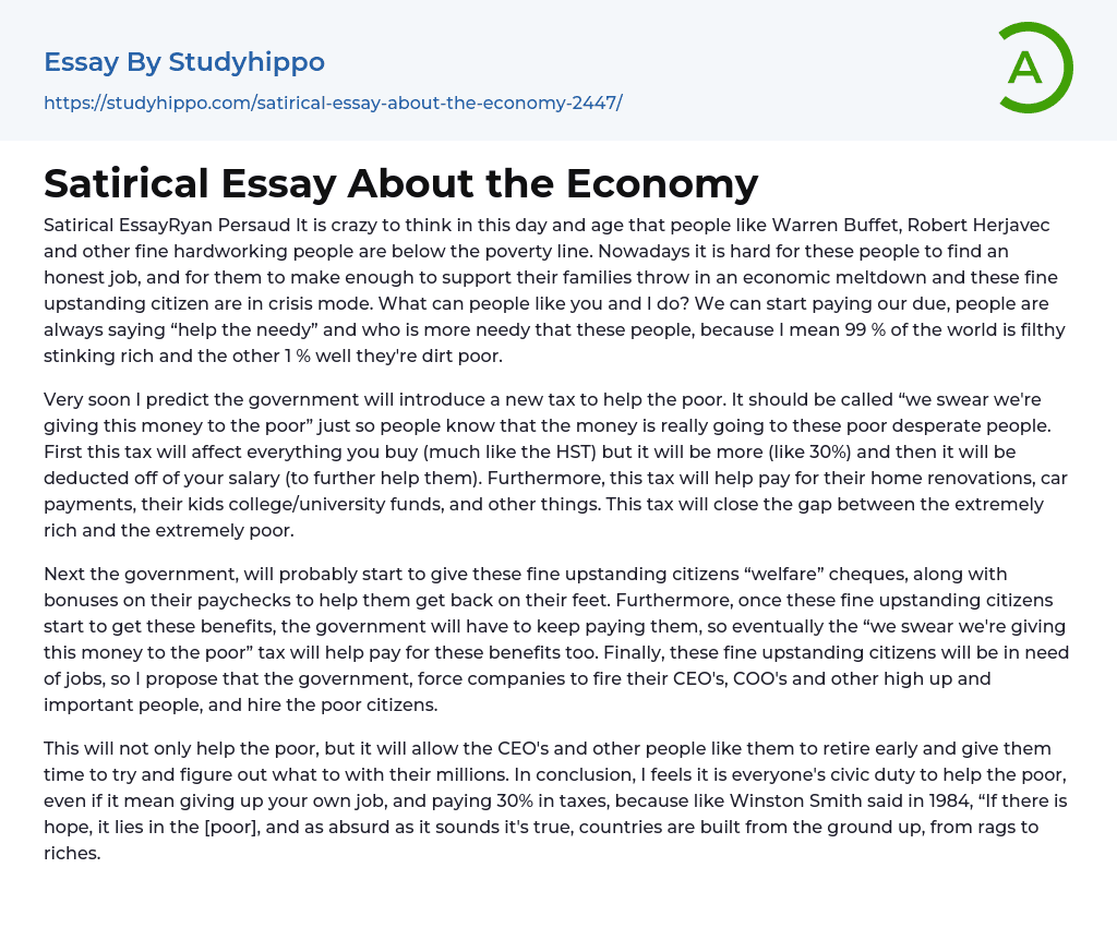 Satirical Essay About the Economy