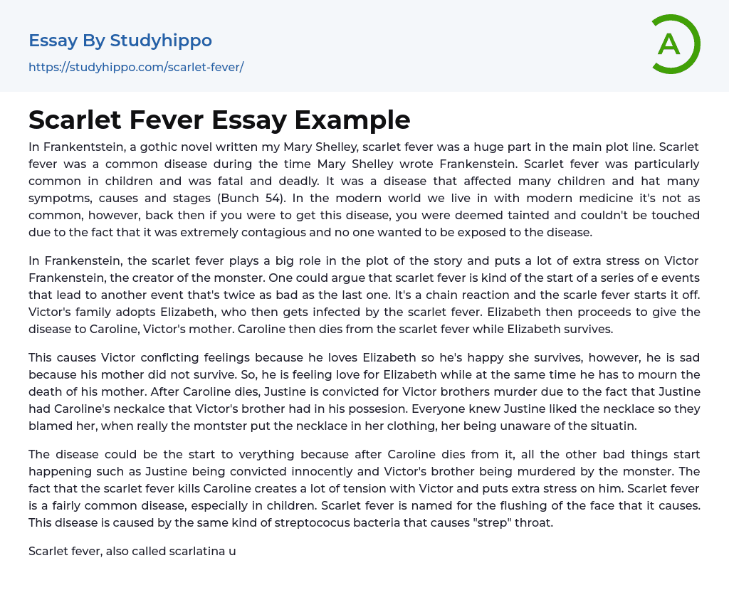Scarlet Fever Essay Example