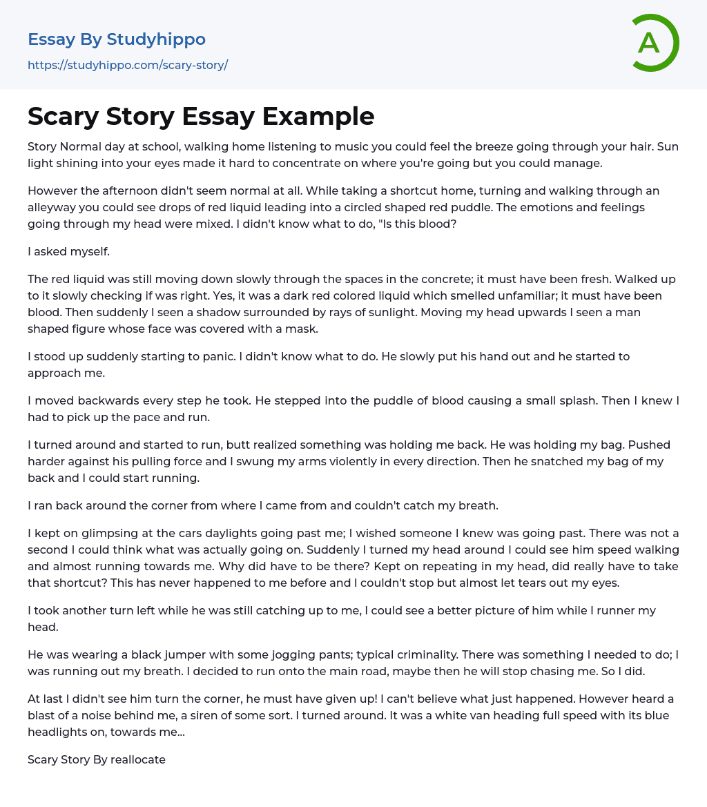 scary story essay examples