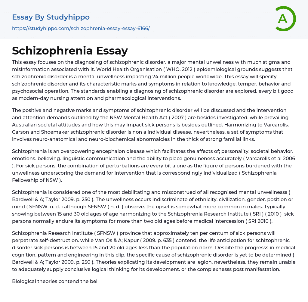 Schizophrenia Essay