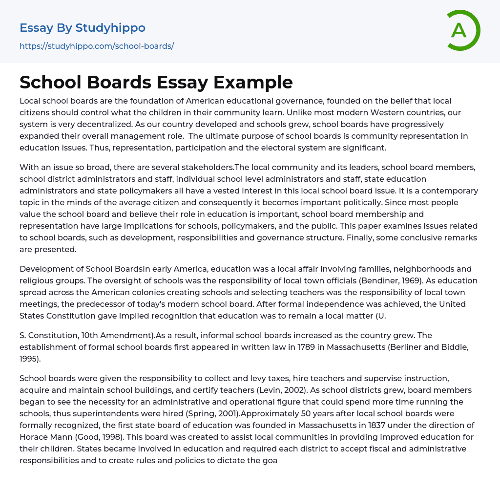 School Boards Essay Example