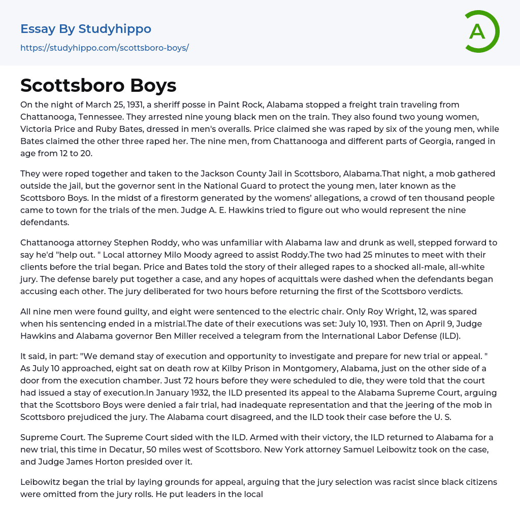 Scottsboro Boys Essay Example