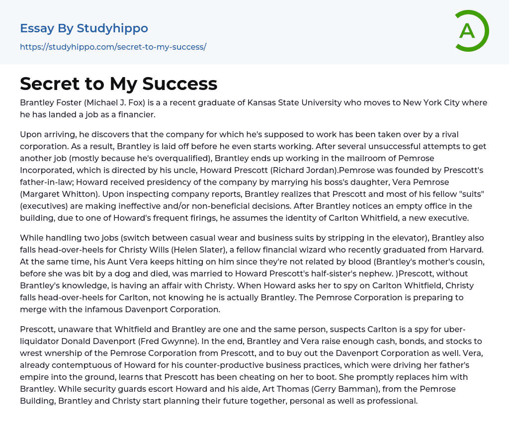 essay on secret to success