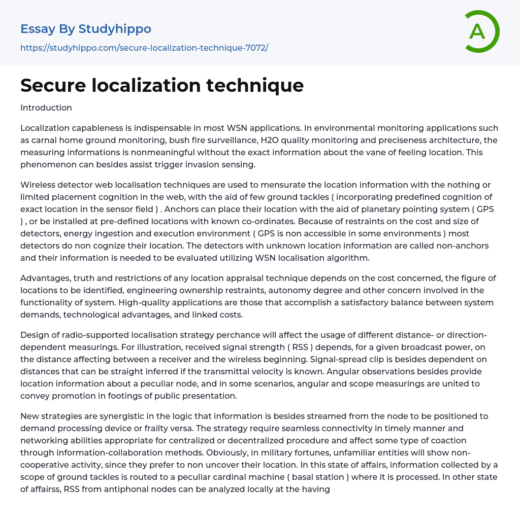 Secure localization technique