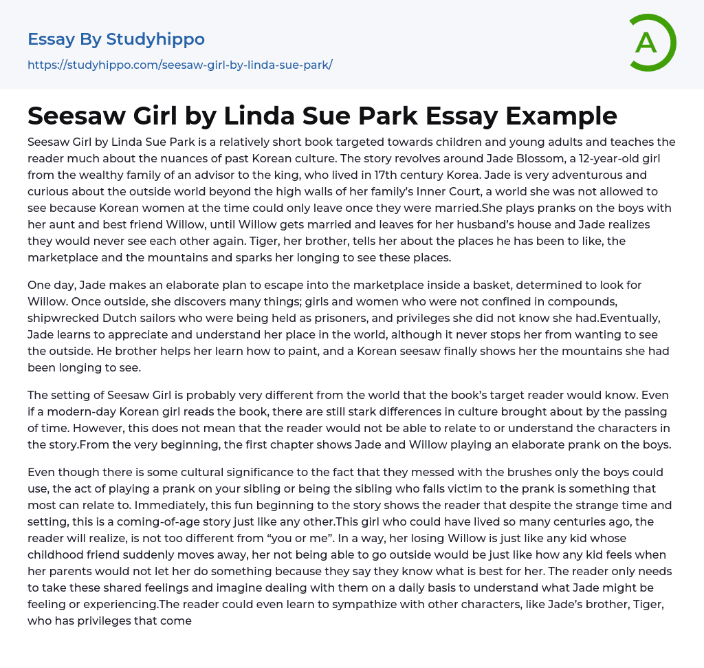 Seesaw Girl by Linda Sue Park Essay Example