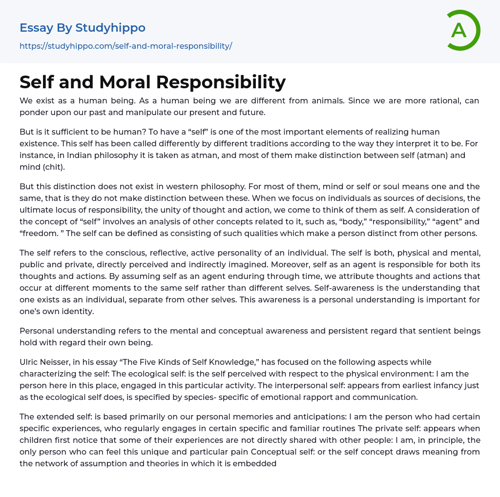 free will and moral responsibility essay