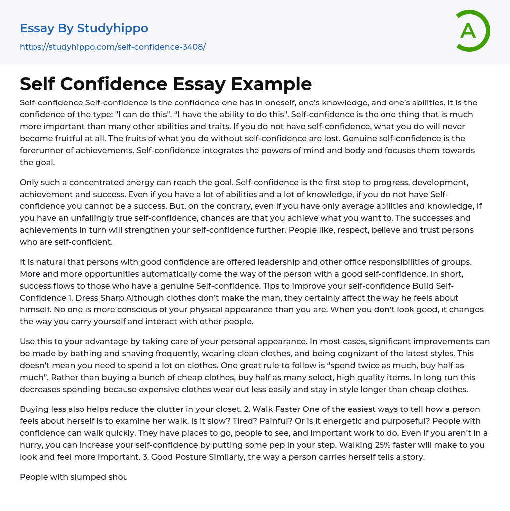 Self Confidence Essay Example
