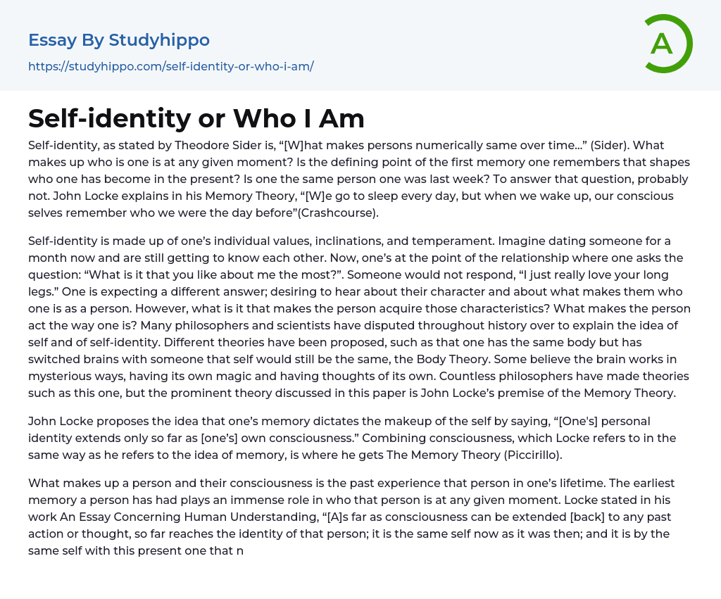 self identity essay