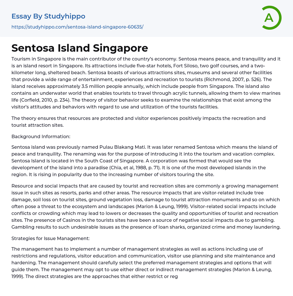 Sentosa Island Singapore Essay Example