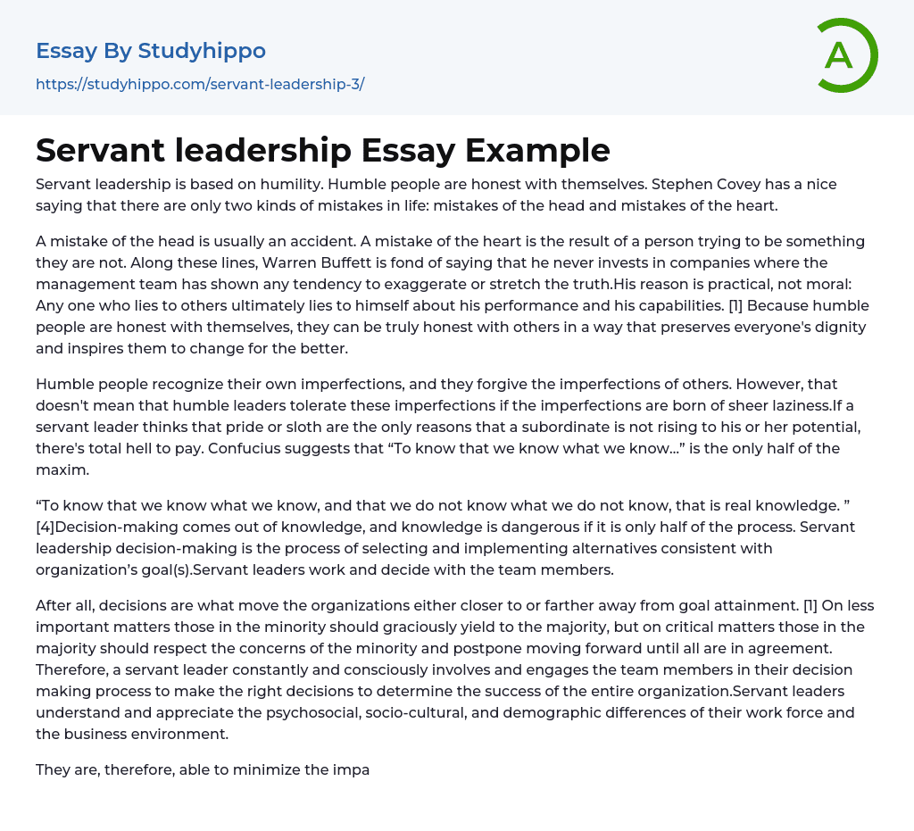 conclusion of servant leadership essay