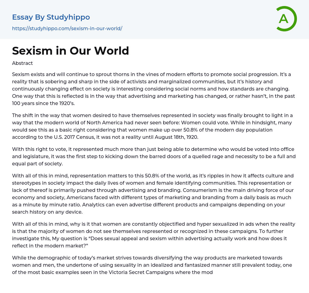 Sexism in Our World Essay Example