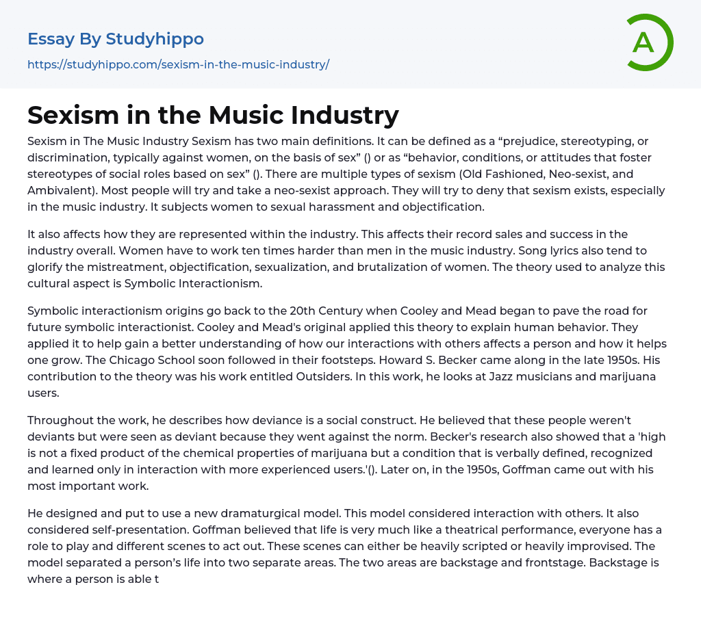 sexism in the music industry essay