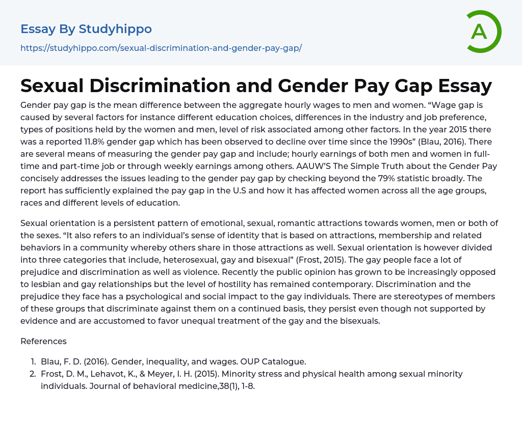 Sexual Discrimination and Gender Pay Gap Essay