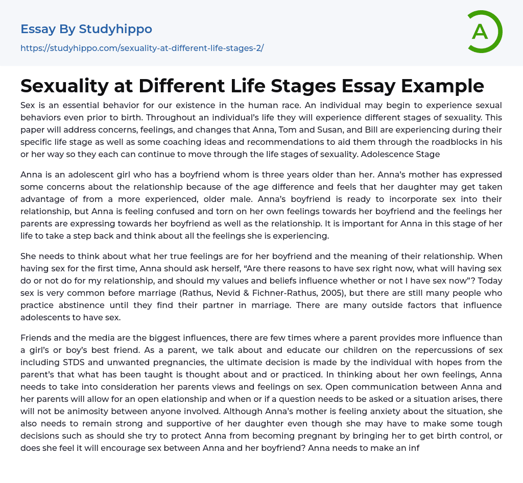 Sexuality at Different Life Stages Essay Example