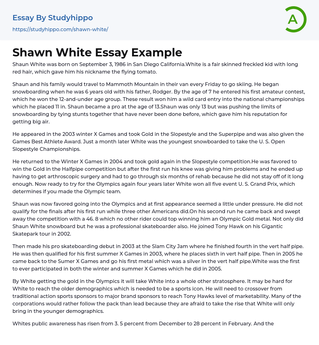 Shawn White Essay Example