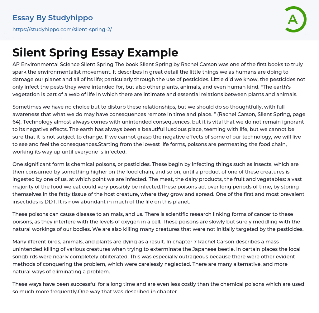 Silent Spring Essay Example
